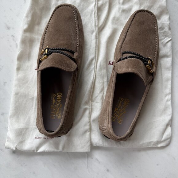 Salvatore Ferragamo Men's Tan Brown Leather Driver Loafers – Size 9EE – Style #Z - Picture 4 of 5